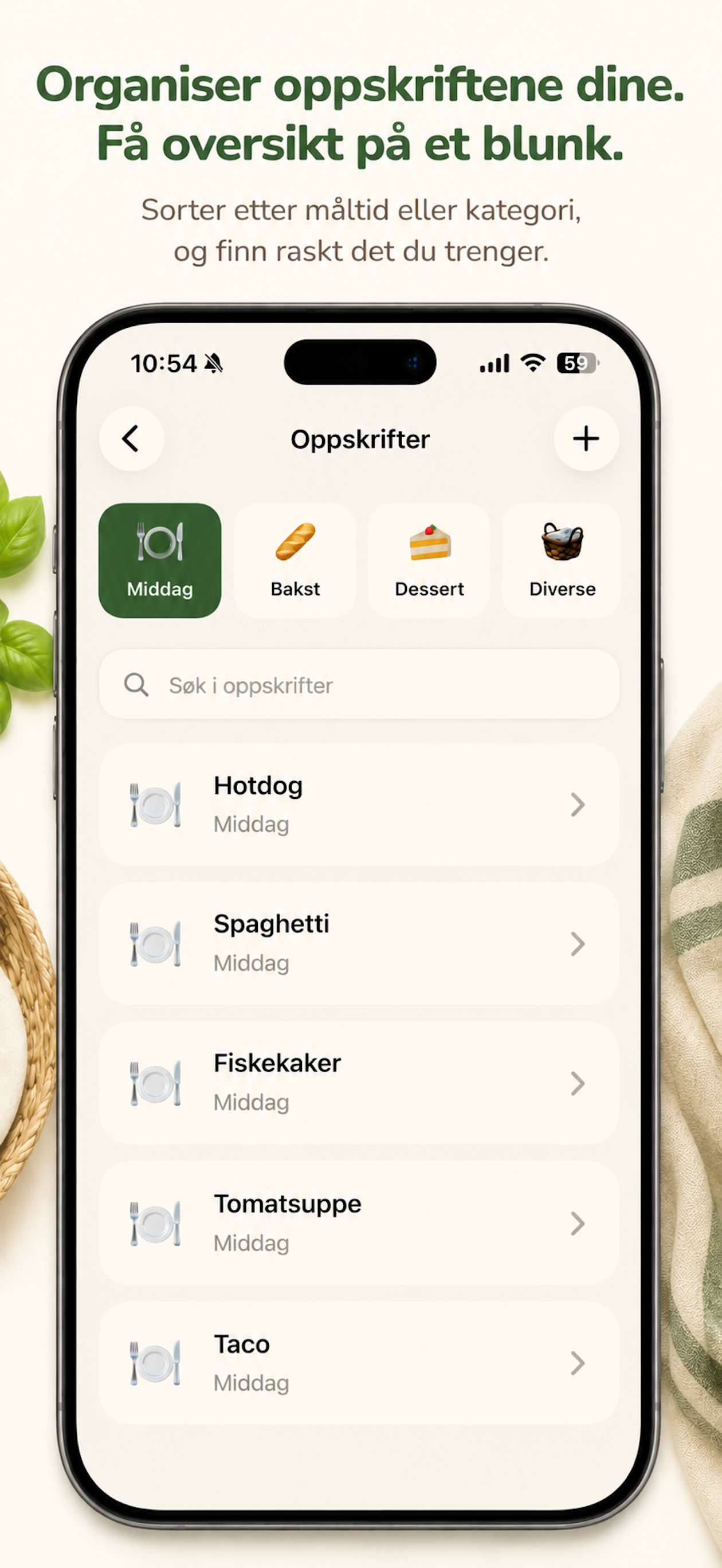 Oppskrifter i Full Kurv